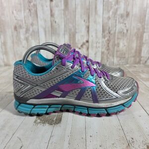 Brooks Adrenaline GTS 17 Womens Running Shoes Silver Purple Teal Size 8 1202311B
